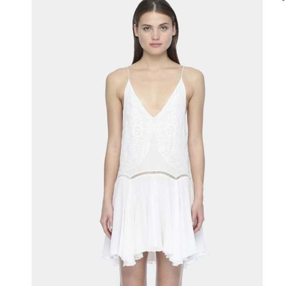 Magali Pascal White Iris Backless Floaty Mini Dre… - image 3